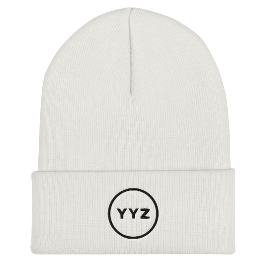 YYZ Circle Cuffed White Beanie