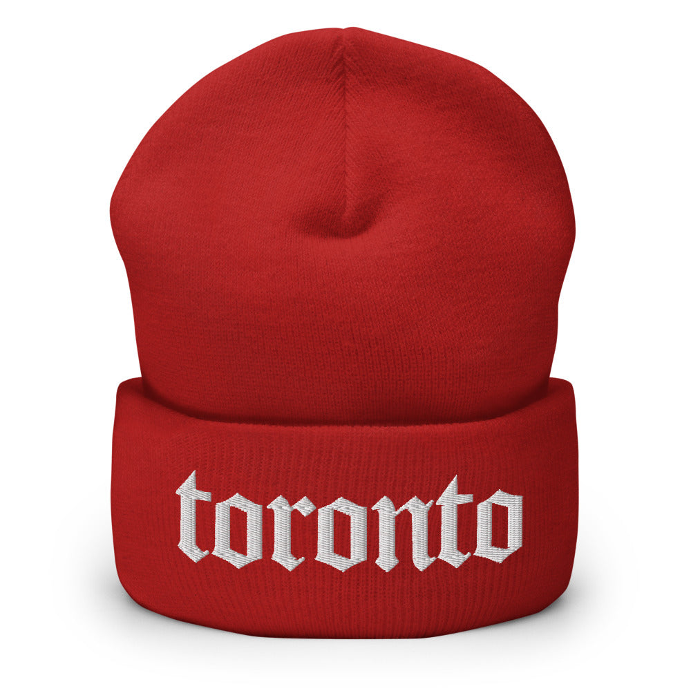 Toronto Gothic Cuffed Red Beanie