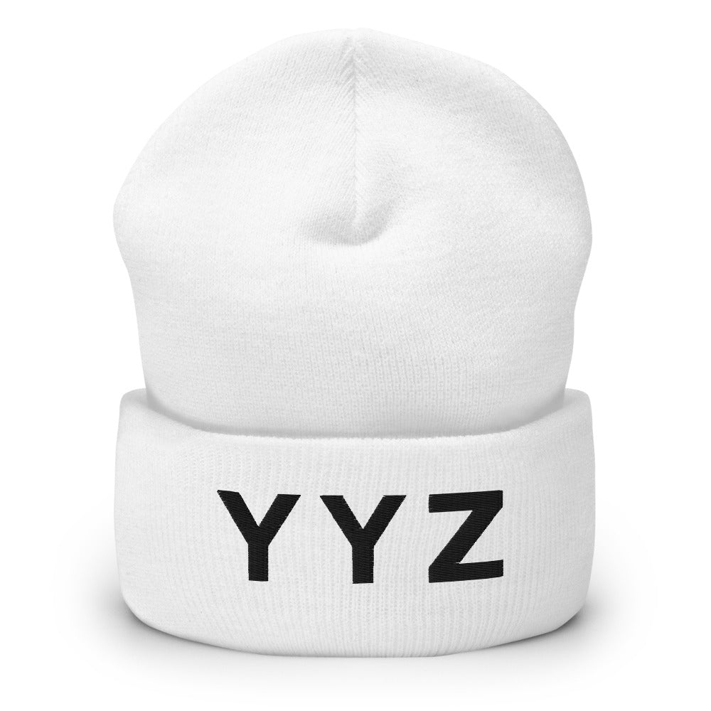 YYZ Cuffed White Beanie