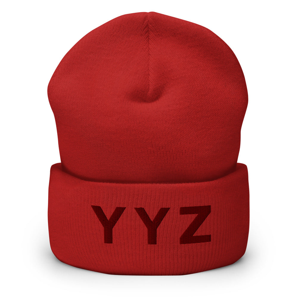 YYZ Cuffed Tonal Red Beanie