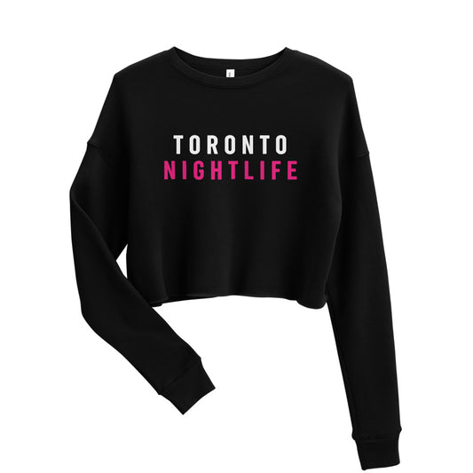 Toronto Nightlife Black and Pink Crop Sweatshirt