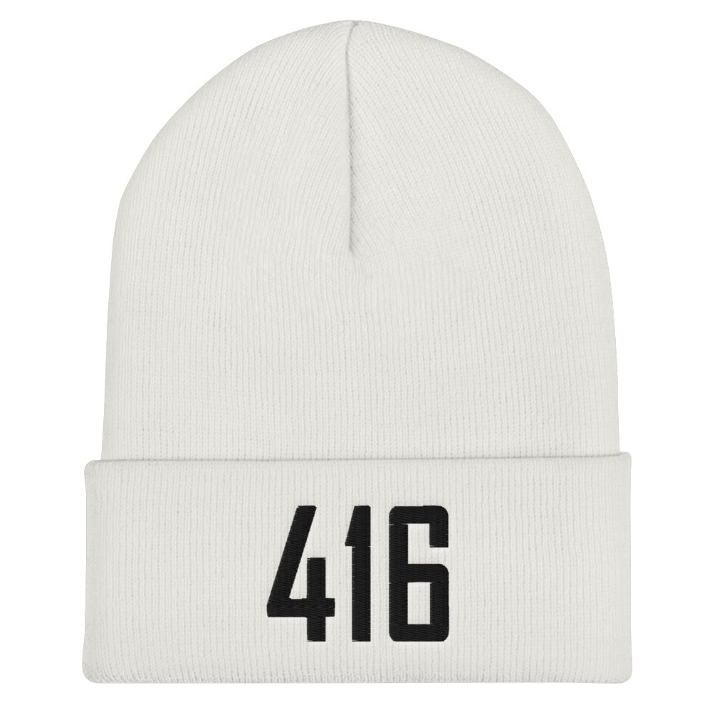 416 Cuffed White Beanie