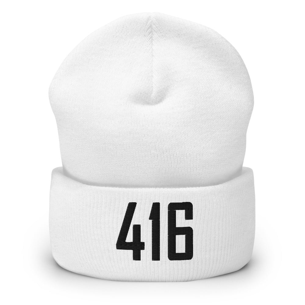 416 Cuffed White Beanie