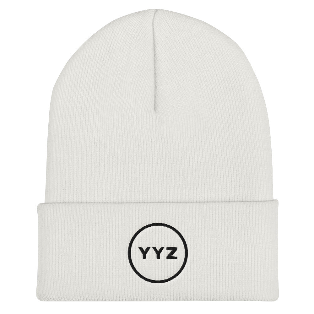 YYZ Circle Cuffed White Beanie