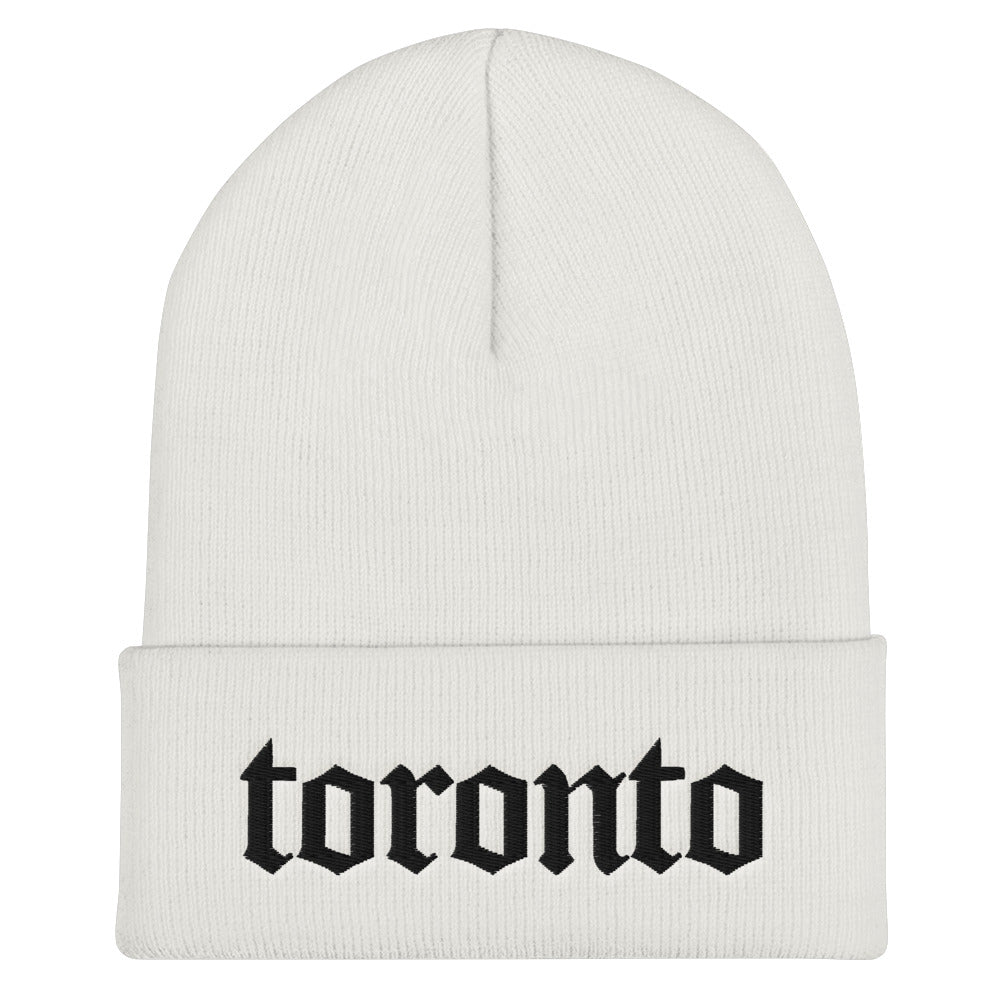 Toronto Gothic Cuffed White Beanie