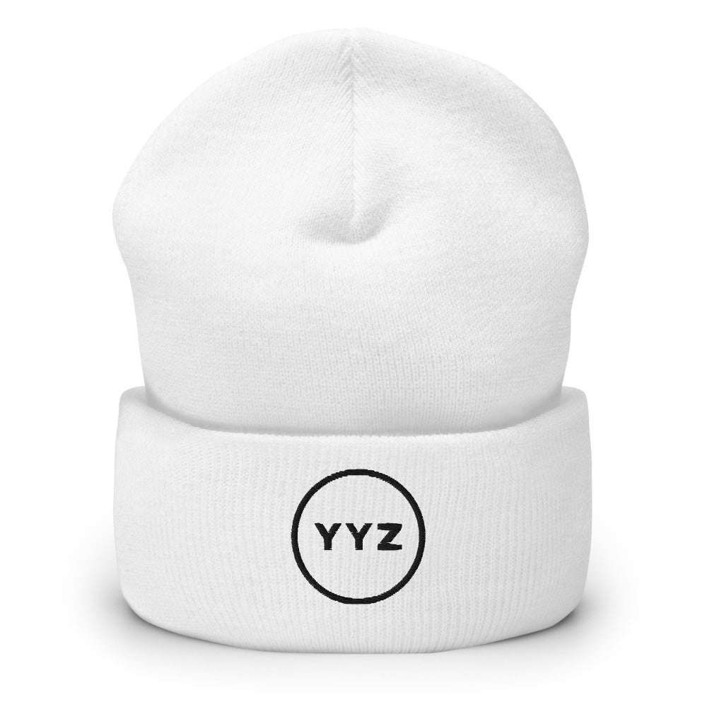 YYZ Circle Cuffed White Beanie