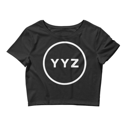 YYZ Circle Womens Black Cropped T-Shirt