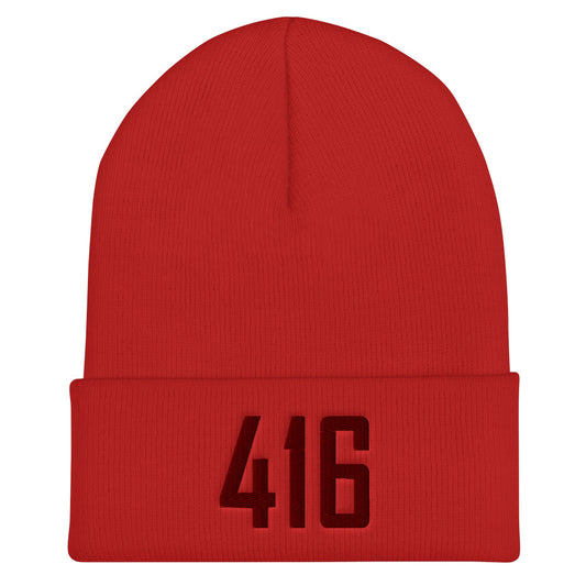 416 Cuffed Red Tonal Beanie