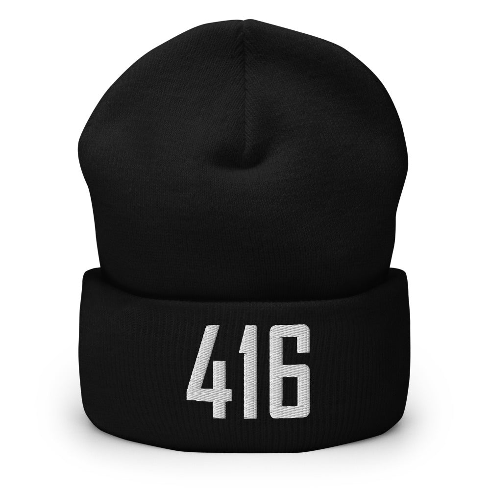 416 Cuffed Black Beanie