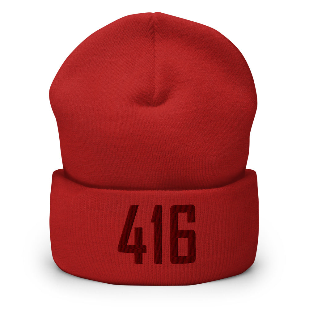 416 Cuffed Red Tonal Beanie