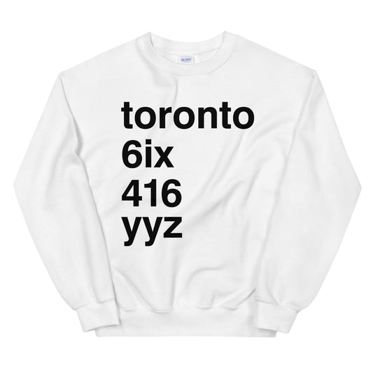 Toronto Nicknames Unisex White Sweatshirt