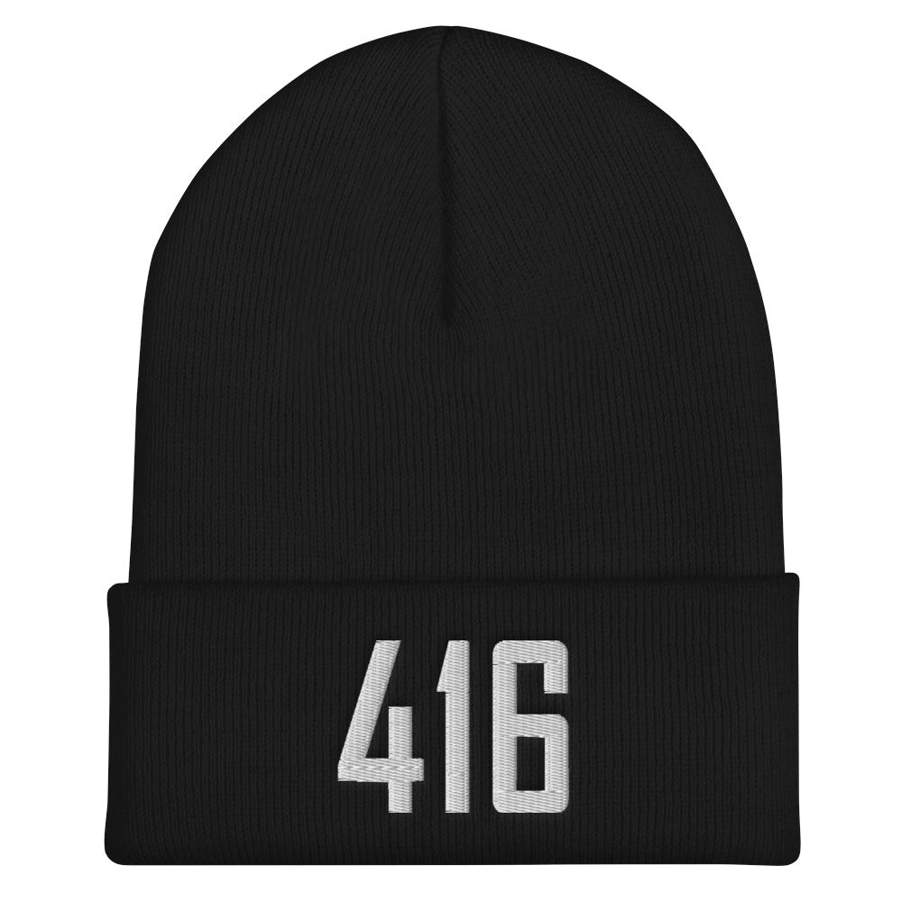 416 Cuffed Black Beanie