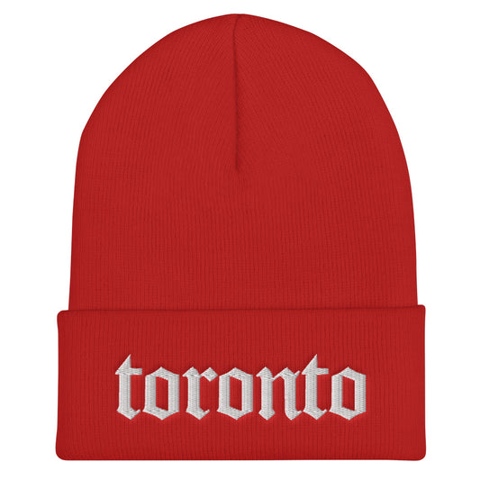 Toronto Gothic Cuffed Red Beanie