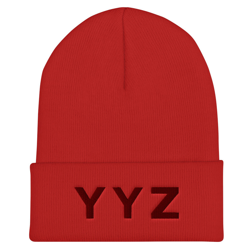 YYZ Cuffed Tonal Red Beanie